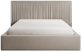Pat matrimonial 160 cm Thala 160 (cu somieră) (cu sp. depozitare) (gri bej + negru). 1099730