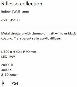 Aplica LED pentru oglinda baie IP54, RIFLESSO AP D82 crom