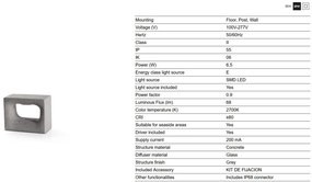 Lampa LED exterior iluminat ambiental IP55 GLINT 2700K gri