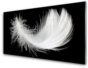 Tablou pe sticla Feather Art White