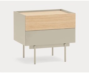 Noptieră bej-natural cu aspect de lemn de stejar Otto – Teulat