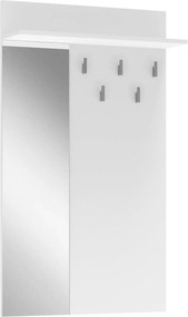 Cuier de perete cu oglinda LIMA PR-1, alb, PAL laminat, 70x20x120 cm