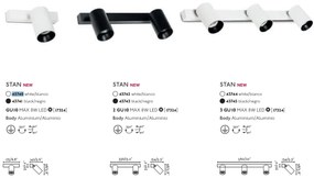 Aplica perete / tavan cu 3 spoturi directionabile design modern STAN 3L alba