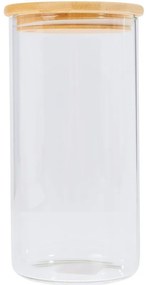 Borcan de depozitare Kesper 38010, 1.2l, Sticla, Capac din bambus, 10x20cm, Transparent