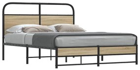 vidaXL Cadru pat fără saltea stejar fumuriu 140x200 cm lemn prelucrat