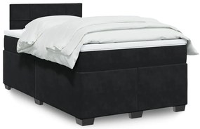 vidaXL Pat box spring cu saltea, negru, 120x200 cm, catifea