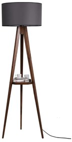 Lampadar negru/maro cu raft cu abajur textil (înălțime 154 cm) Sehbali Tripod – Opviq lights