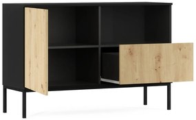 Comoda LANZZI 120x40 cm, neagra/dub