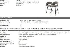 Set de 2 scaune de bar design modern Cliff, H-92,5cm gri 114324 HZ