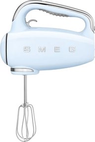 Mixer manual SMEG 50's Style HMF01PBEU, 250 W, 9 viteze, Functie Turbo, Afisaj LED, Timer, Accesorii, Albastru