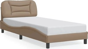 vidaXL Cadru de pat fără saltea, Hvar, cappuccino, 90x200 cm, piele ecologică