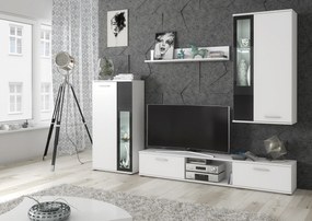 Mobilier living Willa 29 WS WW (alb + sticlă neagră) (cu iluminat). 1024449
