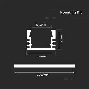 Profil Banda LED, Aplicat (PT), Aluminiu + Alb Mat, 2m