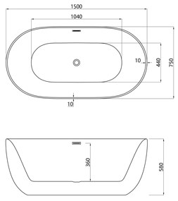 Cada freestanding Diana 150x75 cm