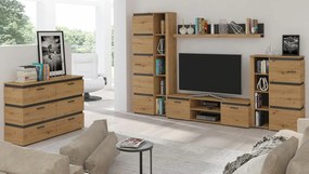 Camera de zi Tucson 125Stejar Artisan, Gri, Cu componente suplimentare, Părți separate, Cu comodă tv, PAL laminat, 206 kg