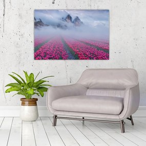 Tablou - Peisaj cu câmpuri de lalele (90x60 cm)