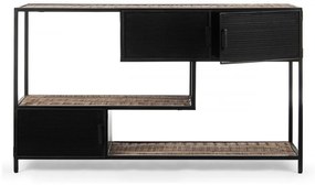 Consola neagra din metal si lemn de Mango, 140x35x82 cm, Roderic Bizzotto