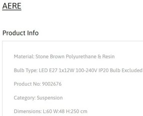 Lustra suspendata design modern, Stone Brown, AERE, L 60cm