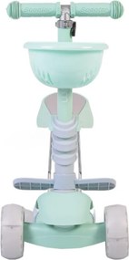 Tricicleta evolutiva 2 in 1 transformabila in trotineta NOVOKIDS™ BubbleGum , Max 40 kg, Roti din silicon cu LED, Maner de impins pentru parinti