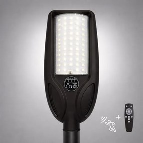 Lampă stradală solară LED VENICE, reglabilă, cu senzor, 50 W, baterie 4000 mAh, IP65, neagră + telecomandă