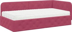 vidaXL Cadru de pat colțar Roșu Vin 90 x 200 cm Catifea