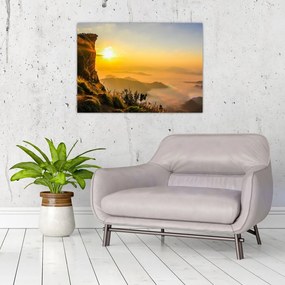 Tablou pe sticlă - Ceața de dimineață în vale (70x50 cm)
