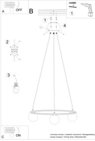 Lustră pe cablu Sollux SL.1213 YOLI 3xG9/8W/230V negru
