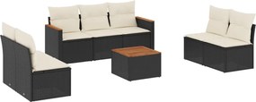 vidaXL Set mobilier de grădină cu perne, 8 piese, negru, poliratan
