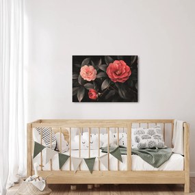 Tablou - Flori roșii pe fundal întunecat (70x50 cm)