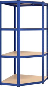 vidaXL Raft de colț cu 4 niveluri, albastru, oțel și lemn compozit