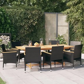 3103588 vidaXL Set mobilier de grădină cu perne, negru, 9 piese