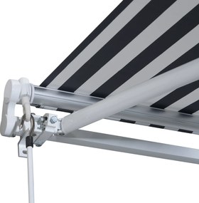 Outsunny Markiză cu braț articulat - Protecție solară cu manivelă 3,5 x 2,5 m Gri+Alb Aluminiu Poliester | Aosom Romania