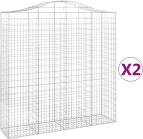 vidaXL Coșuri gabion arcuite, 2 buc 200x50x200/220 cm, fier galvanizat