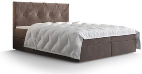 Pat matrimonial Boxspring 140 cm Athena (maro) ( cu saltea și sp. depozitare). 1046360