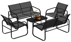 Outsunny Set de Mobilier de Grădină din 5 Piese, cu 2 Canapele, 2 Fotolii și o Măsuță de Cafea, 111x70x75 cm, Negru | Aosom Romania