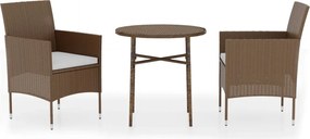 vidaXL Set mobilier de grădină, 3 piese, maro, poliratan