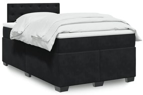 vidaXL Pat box spring cu saltea, negru, 120x190 cm, catifea