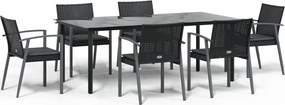 vidaXL Set mobilier de grădină cu perne, 7 piese, poliratan și oțel