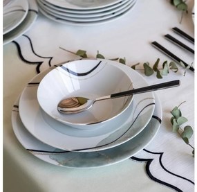 Set de veselă din porțelan, 24 piese, gri/verde