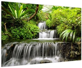 Tablou - Cascadă în pădurea tropicală (90x60 cm)