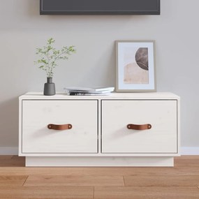 vidaXL Comodă TV, alb, 80x34x35 cm, lemn masiv de pin