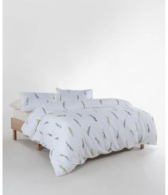 Lenjerie de pat albă-verde din bumbac satinat pentru pat de o persoană 140x200 cm Marseille Floral – Mila Home Luxury