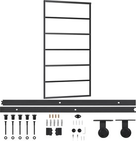 vidaXL Ușă glisantă cu set feronerie, 102x205 cm, sticlă ESG/aluminiu