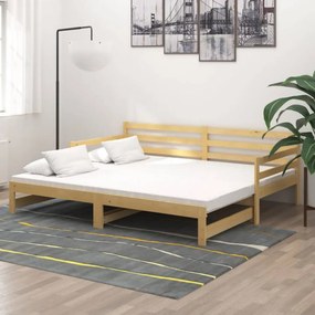 Pat extensibil de zi, 2x(90x200) cm, lemn masiv de pin