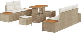 vidaXL Set de canapele pentru grădină cu pernă 8 pcs Bej și crem