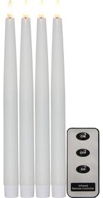 Set de 4 lumânări de ceară cu LED Star Trading Flamme, înălțime 28,5 cm, alb