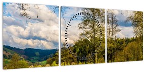 Tablou - Barcă pe lac (cu ceas) (90x30 cm)