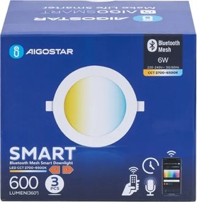 SET 3x corp de iluminat LED dimabil încastrat Aigostar MESH 6W/230V 2700K-6500K d. 11,5cm