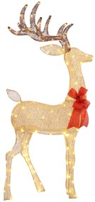 Outsunny Ren luminos de Crăciun, decorațiune din oțel iluminată cu 137 LED-uri alb cald, 66 x 25 x 135 cm, auriu | Aosom Romania