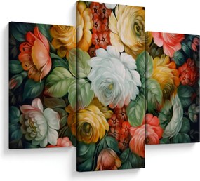 Tablou cu buchet pictat de flori (90x60 cm)